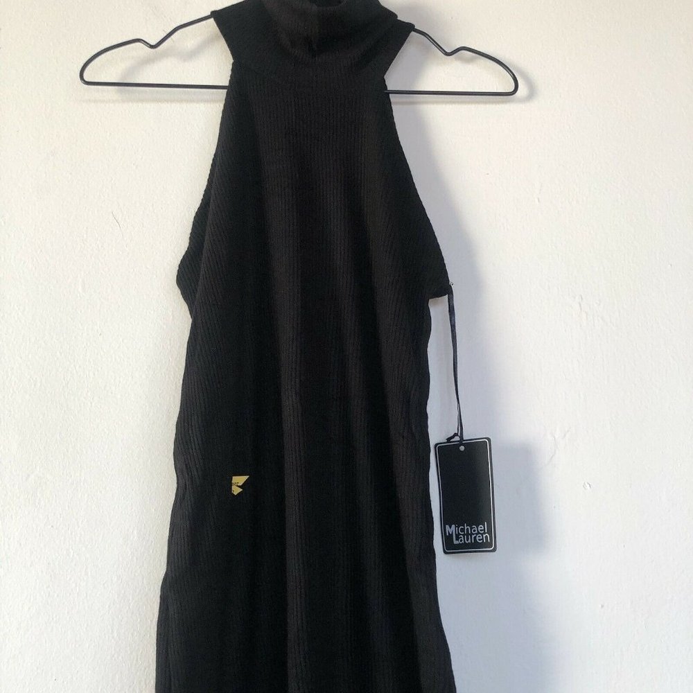 Michael Lauren Jenkins Mini Dress Black Racer Back Rib Knit S NWT $97 - Picture 7 of 8